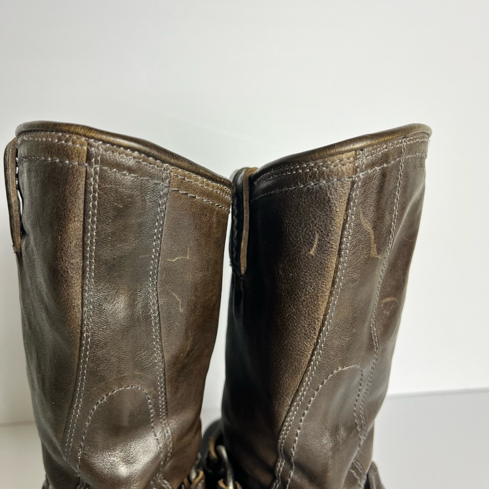 Frye Dark Brown Leather Harness Mid-Calf Boots - Picture 5 of 12